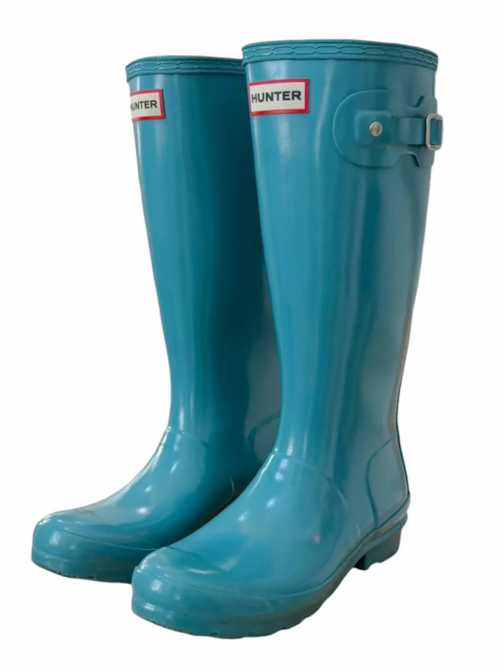 Hunter Original Kids Gloss Teal Blue Rain Boots US 4 / UK 3